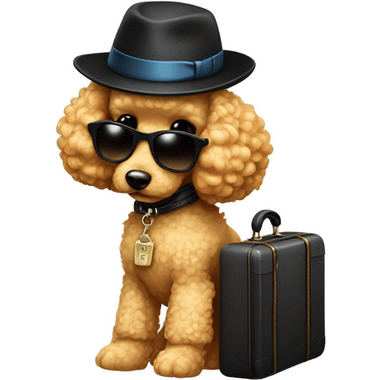 Gangster toy golden poodle traveling emoji