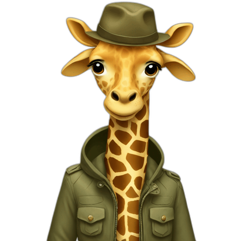 Giraffe with hat and jacket emoji