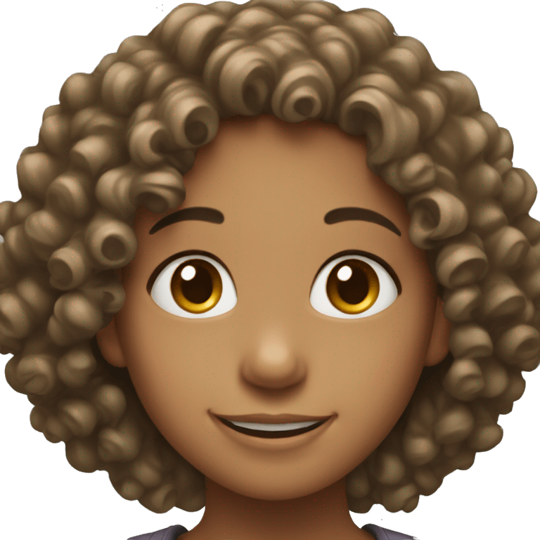 smiling girl with curly hair emoji