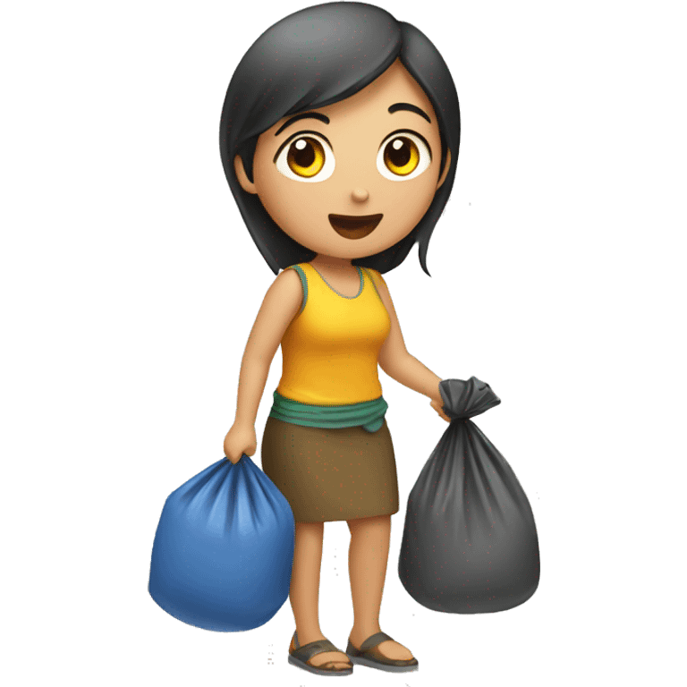 Thai lady picking up garbage  emoji