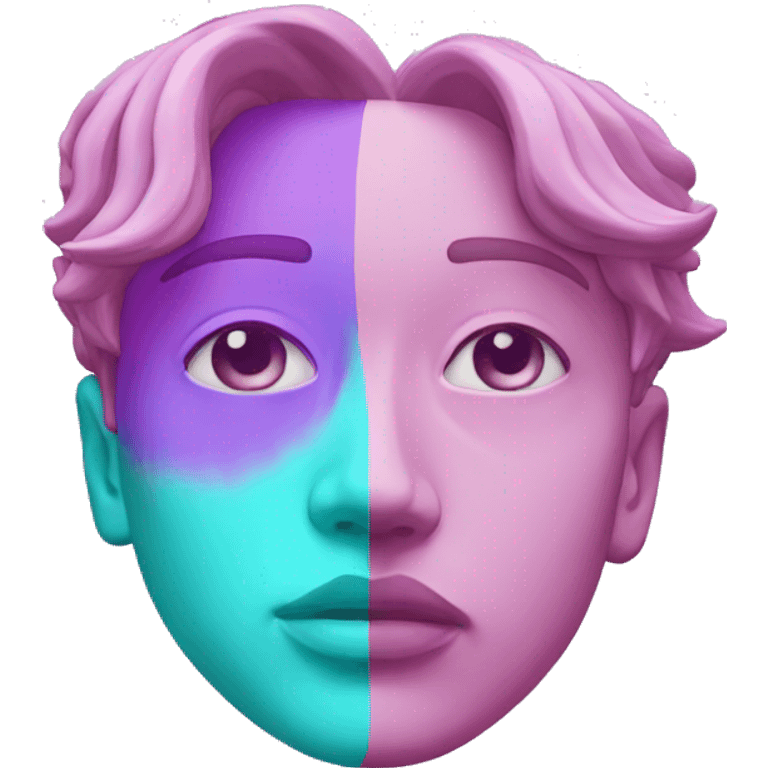 Vaporwave one half of face scarred emoji