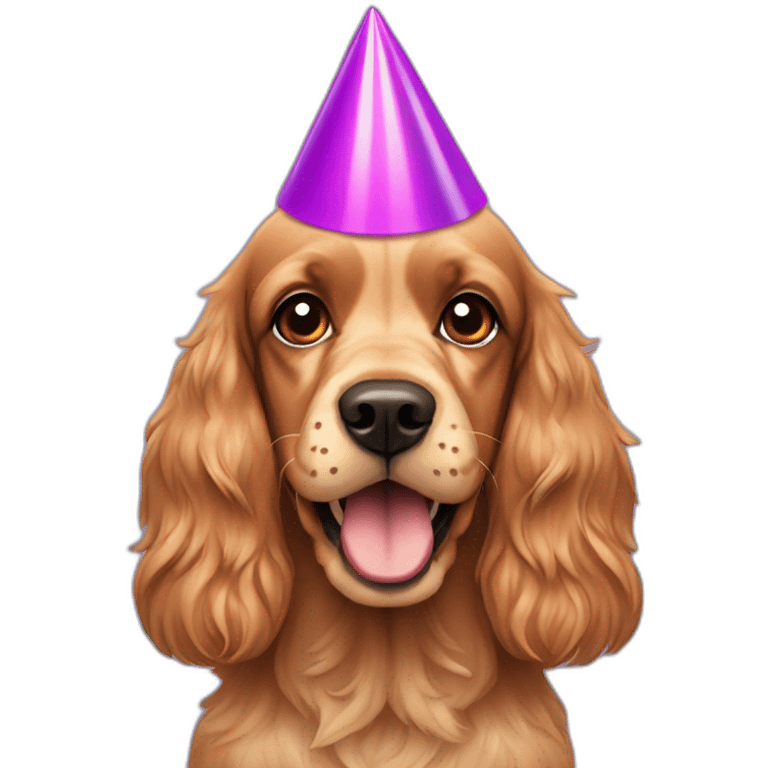 cocker spaniel with party hat emoji