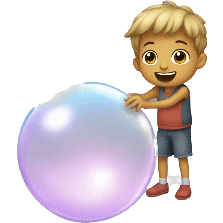 a child who rolls a large bubble emoji