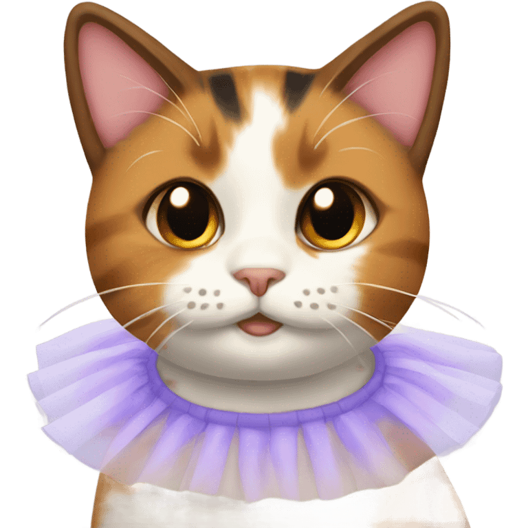 Calico cat in a tutu emoji