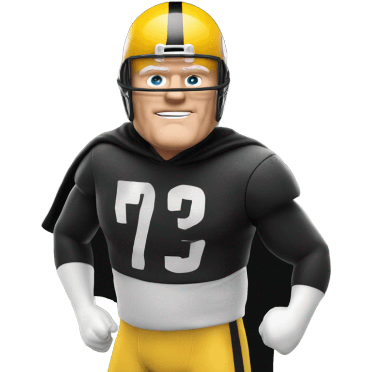 Terry Bradshaw Pittsburgh Steelers player in helmet and uniform with black cape. emoji