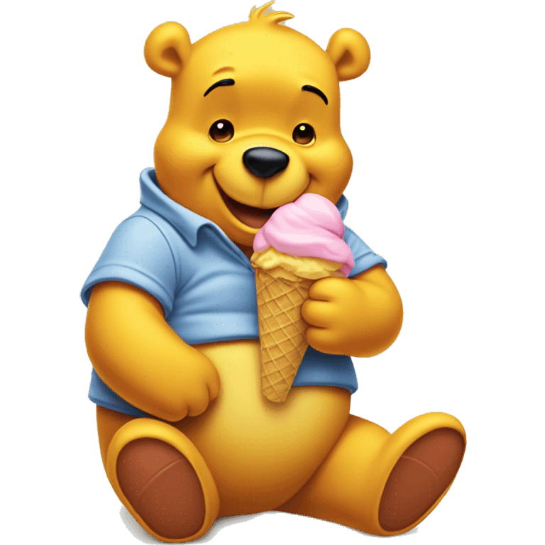 Winnie the pooh eating ice cream emoji