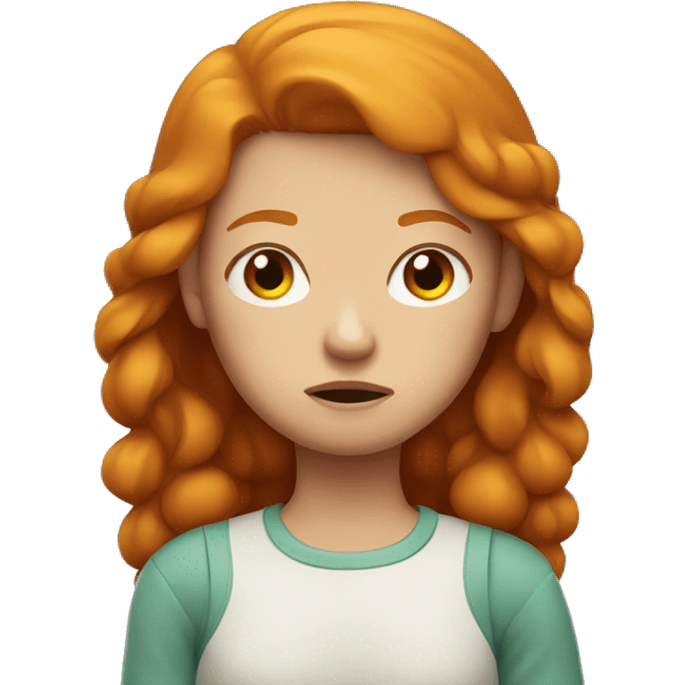 Ginger girl frowning emoji