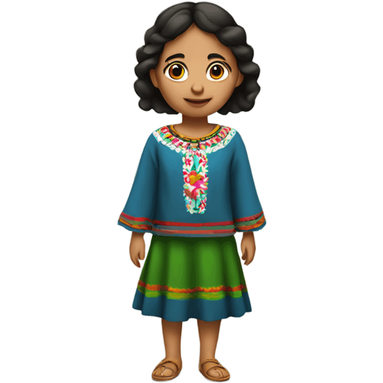 mexican small girl with mexican clothes, no sombrero, just clothes emoji