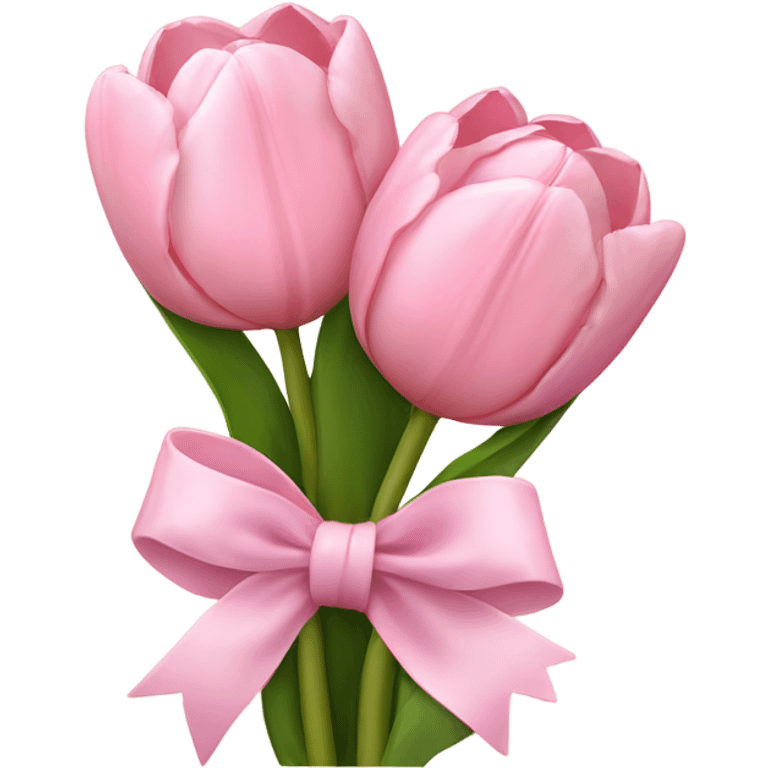 light pink tulip bouquet held together with a small light pink bow emoji