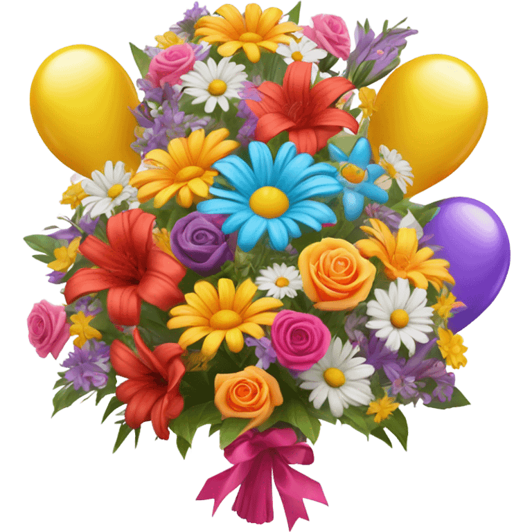 Birthday flowers and balloons emoji