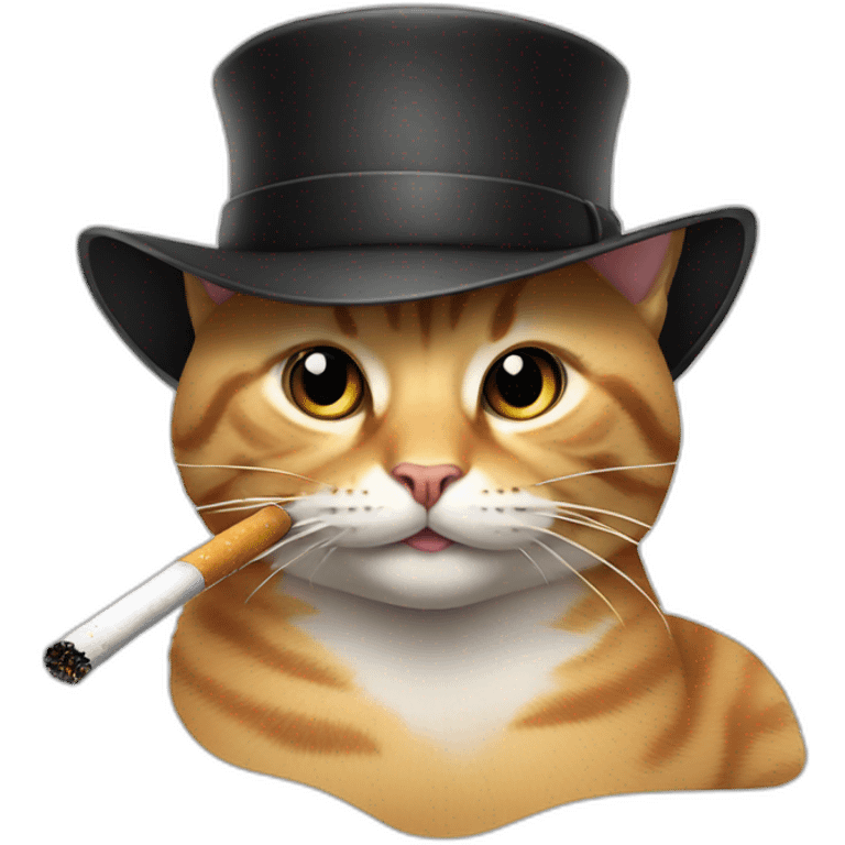 cat with a hat and a cigarette holder emoji