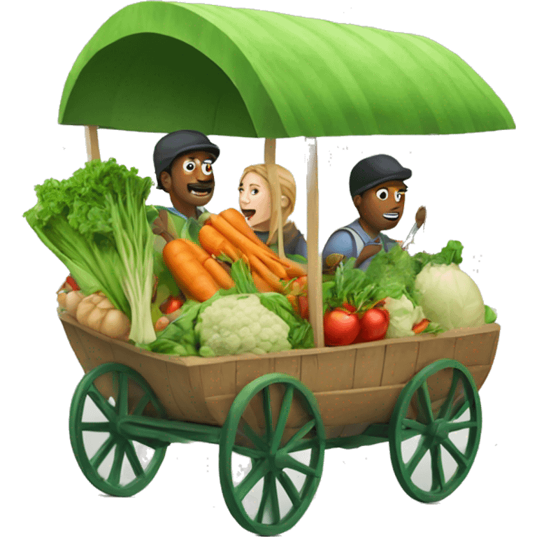 people riding a vegetable cart emoji