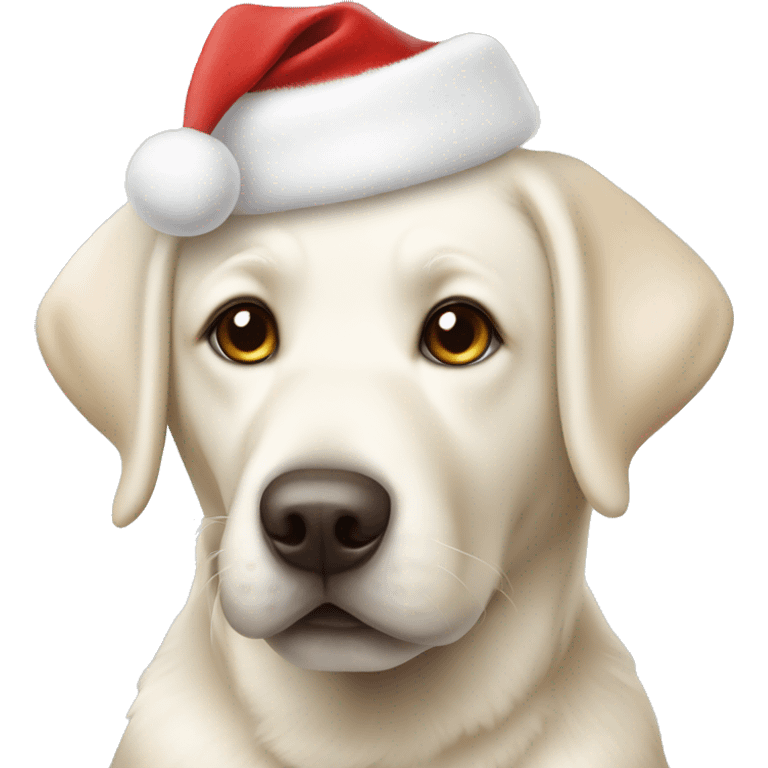 cute white Labrador in Christmas  emoji