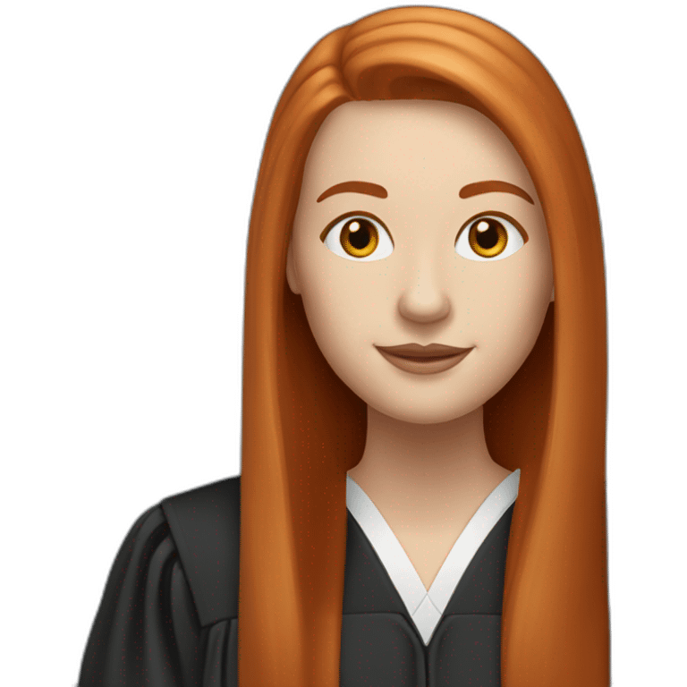 redhead white woman medium long straight hair, celebrating graduation emoji