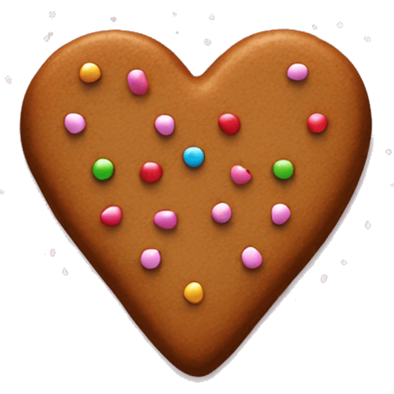 Heart shaped gingerbread cookie with sprinkles emoji