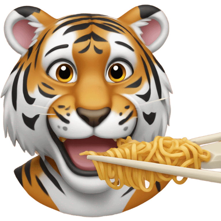 Tiger eating noodles emoji