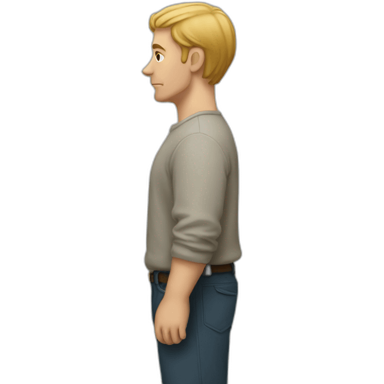 A white man standing in profile emoji