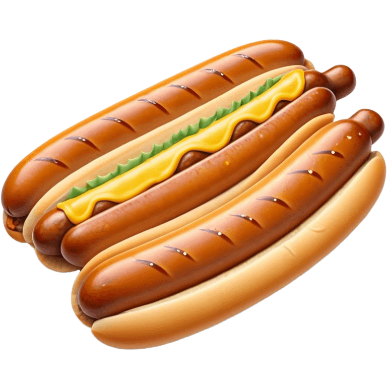 Cinematic Realistic Bratwurst Dish Emoji, showcasing a succulent, grilled sausage with a crispy exterior rendered with lifelike detail and warm, dynamic lighting. emoji