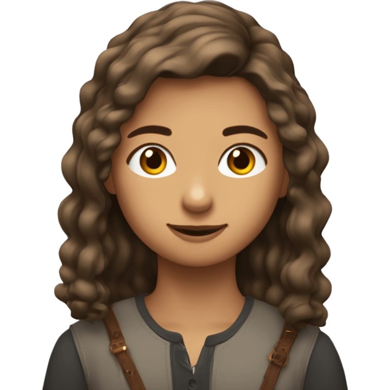 Nina de 12 años con pelo maron y ondulado blan emoji