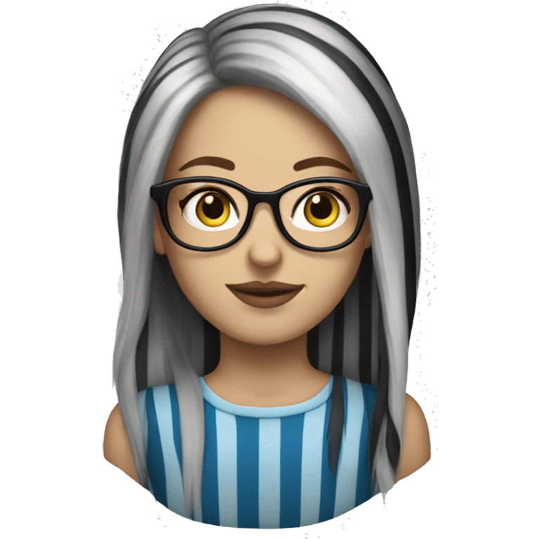 black and blue striped hair white girl  with clear glasses  emoji