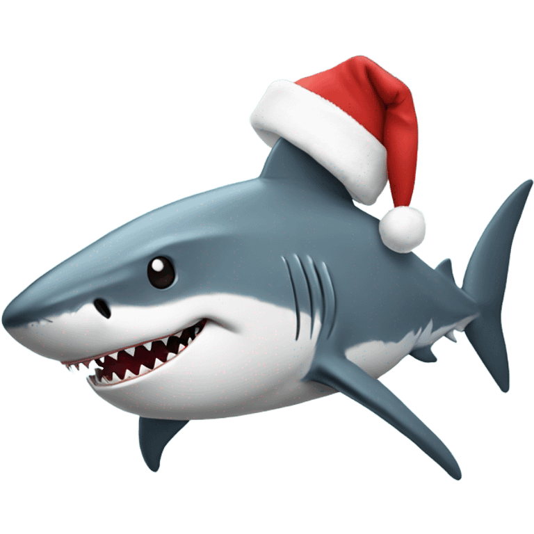 Shark with a Santa hat emoji