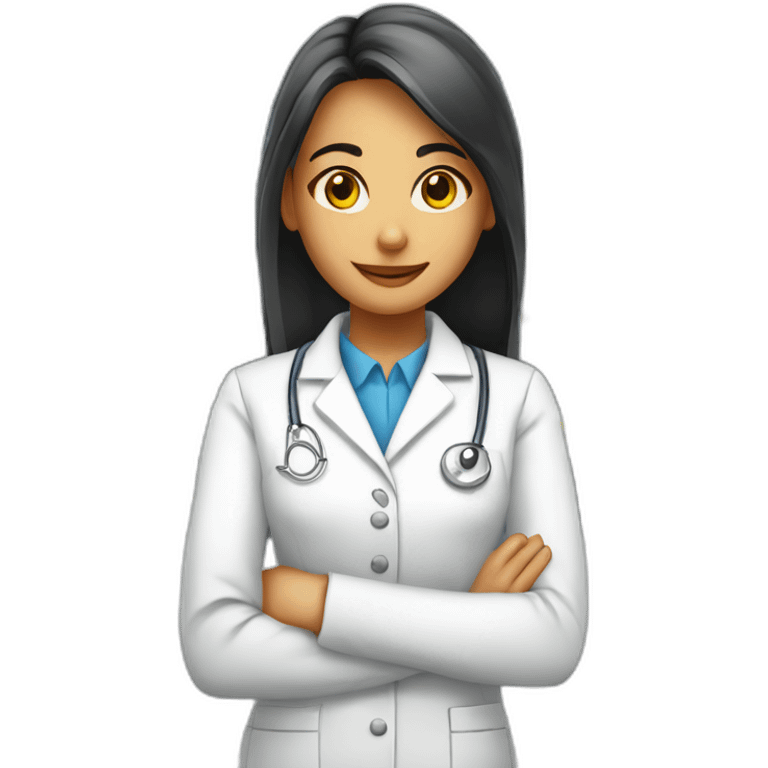 Chica joven con pelo largo trabajando en una farmacia emoji