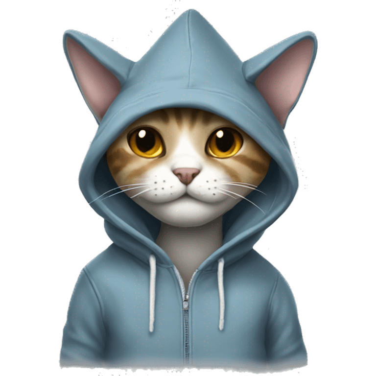 Cat wearing shark hoodie realistic  emoji