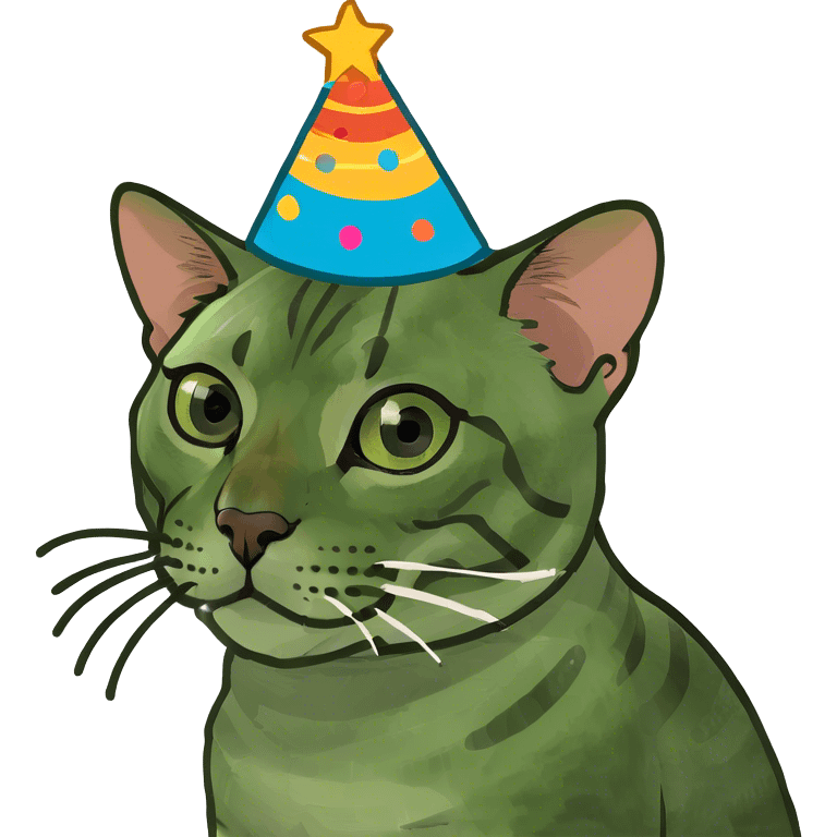 Bengal cat with birthday hat emoji