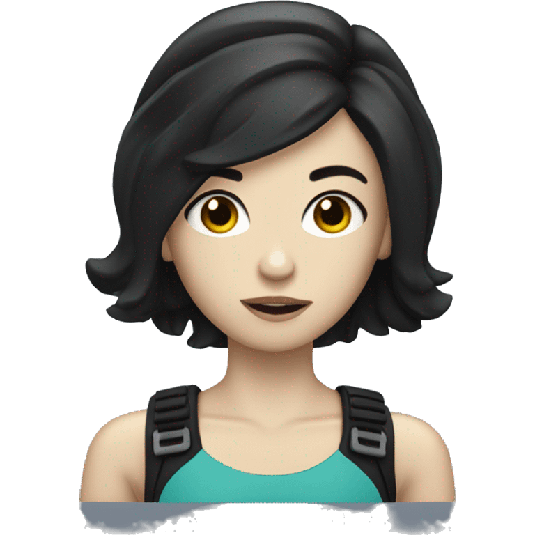 scuba diver with black hair black eyes and pale skin and slightly wavy hair emoji