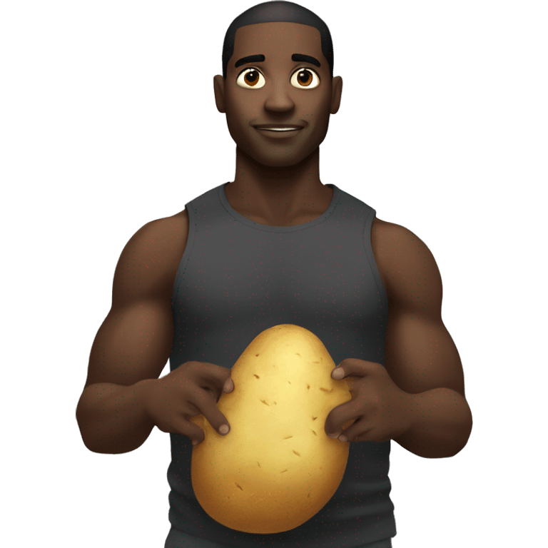 strong black man with potato emoji