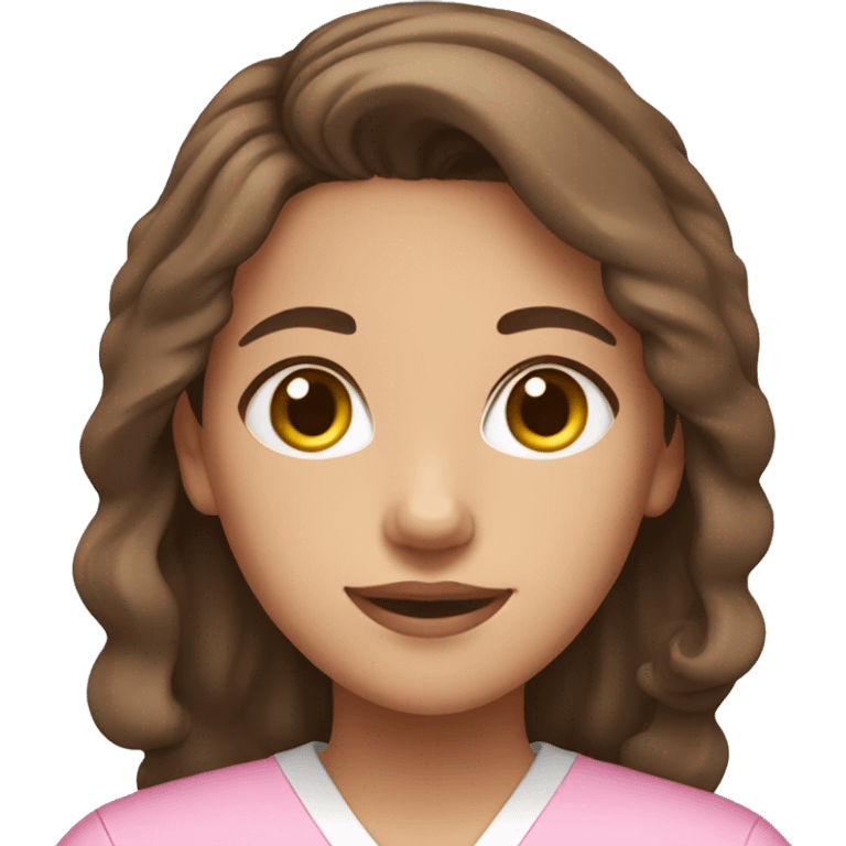 Girl with brown hair & brown eyes in pink scrubs  emoji