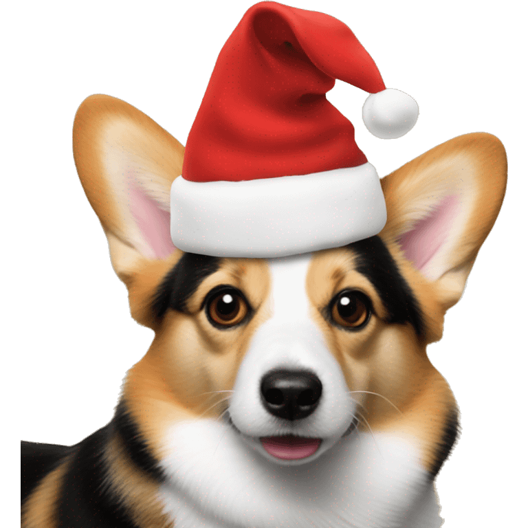 Pembroke welsh corgi was a Santa hat emoji