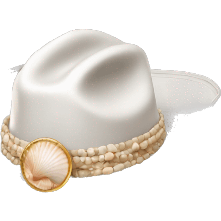 White cowgirl hat with seashell band emoji