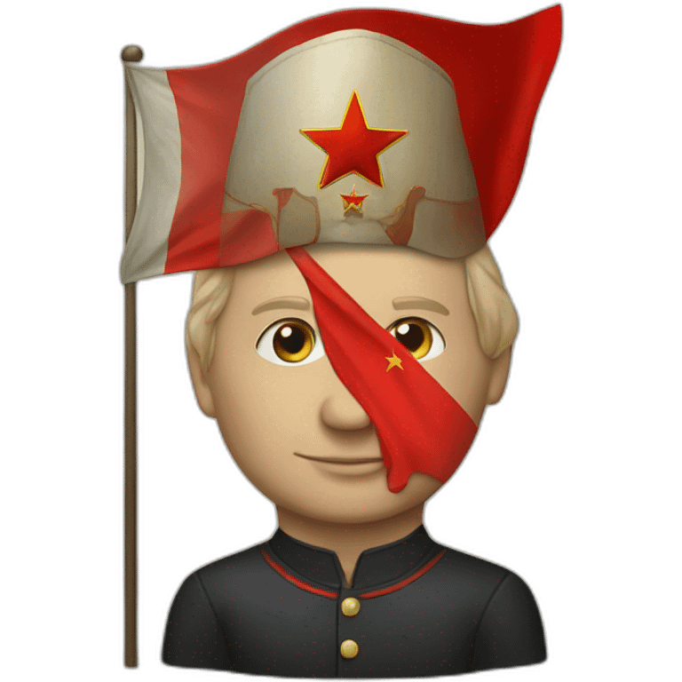 Vladimir poutine avec un drapeau sovietique emoji