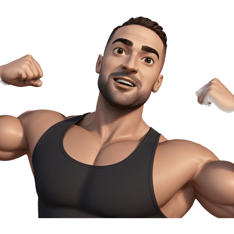 muscular man outdoors in tank top emoji