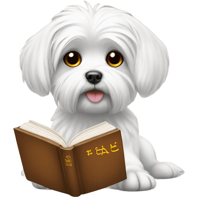 Maltese dog with book emoji