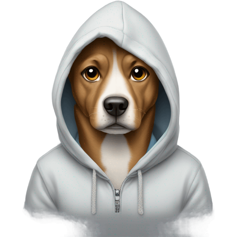 A dog wearing a hoodie emoji