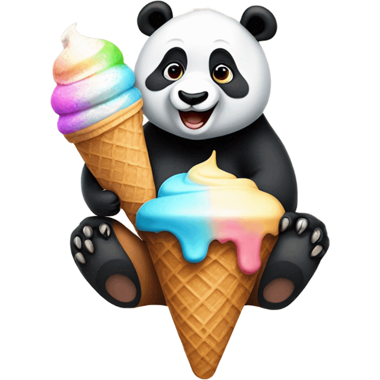 Panda eating ice cream emoji