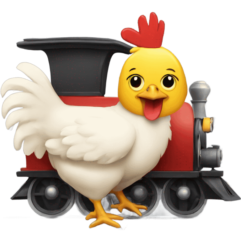 Chicken driving a train emoji