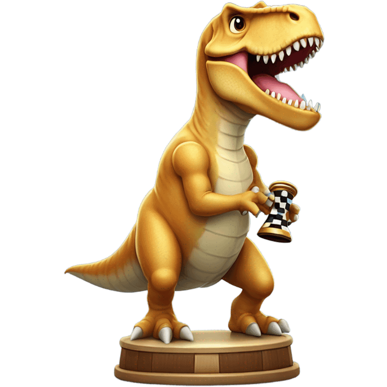 dinosaur holding a chess piece in its paw emoji