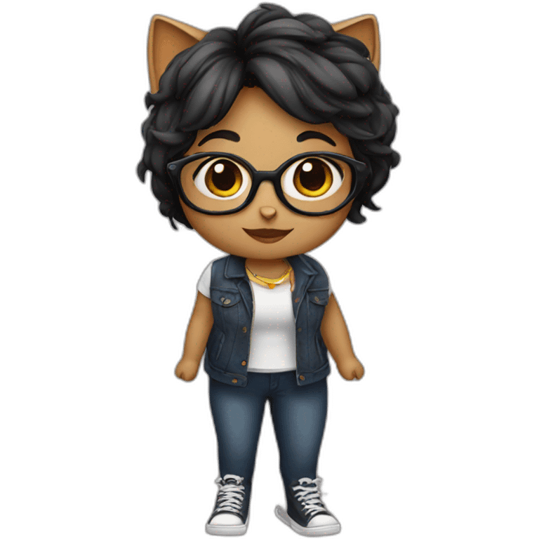 Girl wearing cat with cute glasses  emoji