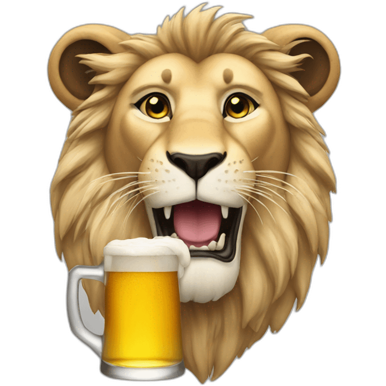 Lion drinking a beer emoji