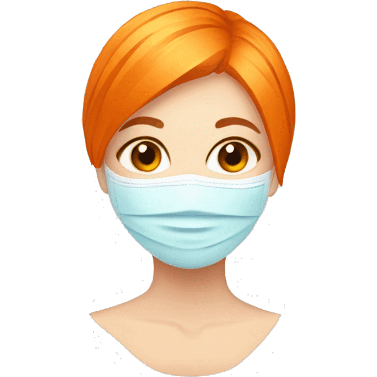 Girl with orange hair with face mask spa beauty full face relaxing emoji