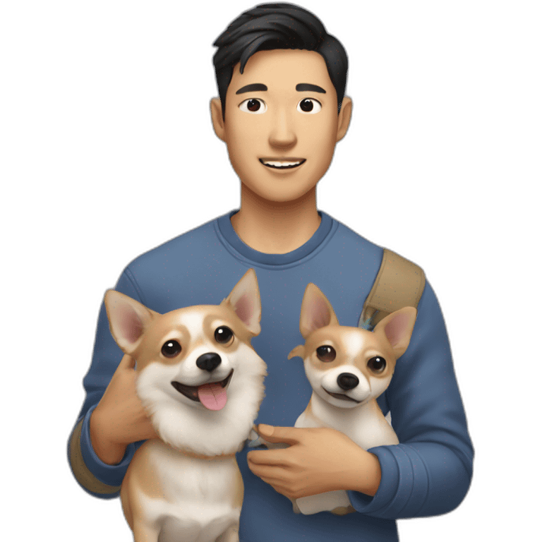 Asian guy with a chihuahua emoji