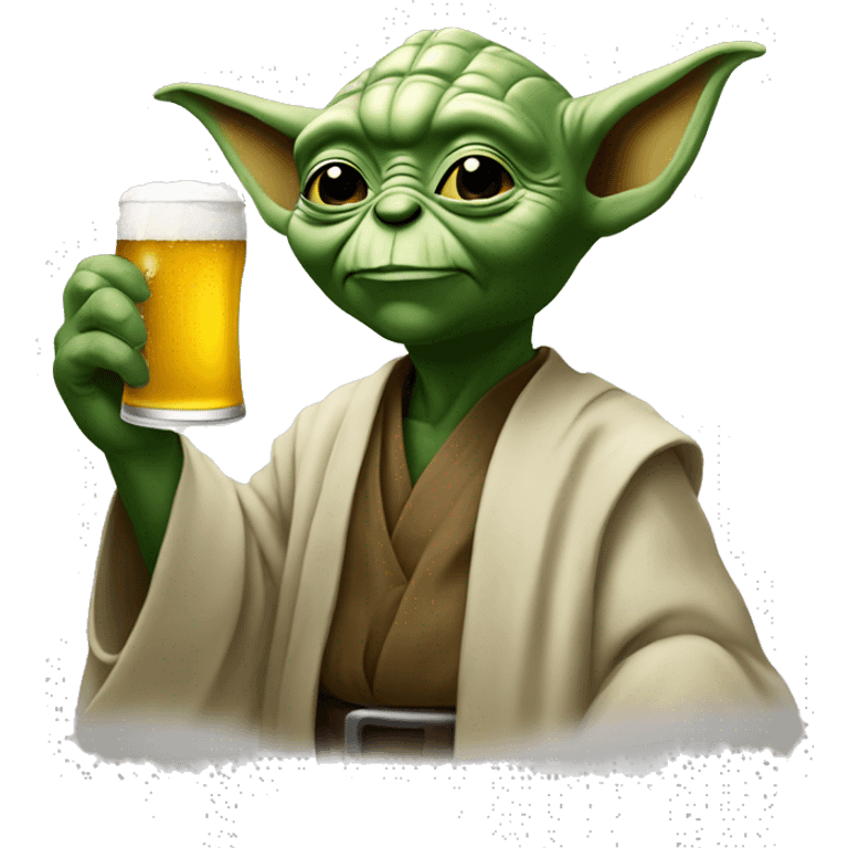 Yoda drinking a beer emoji