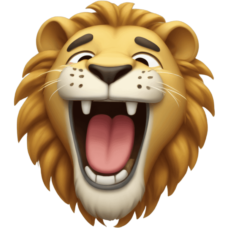 Lion laughing to tears emoji