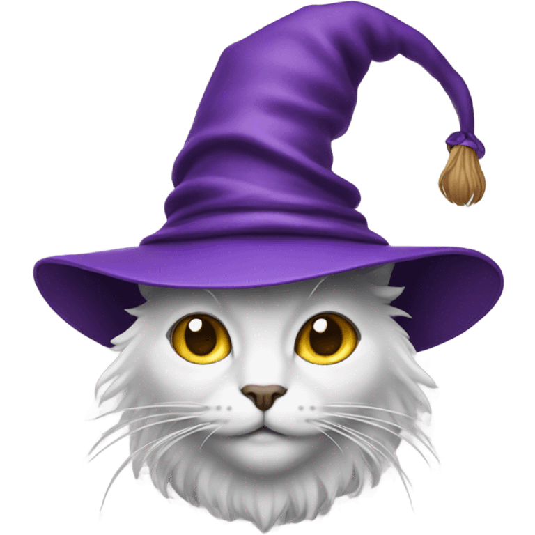 Wizard with a purple hat a cat emoji