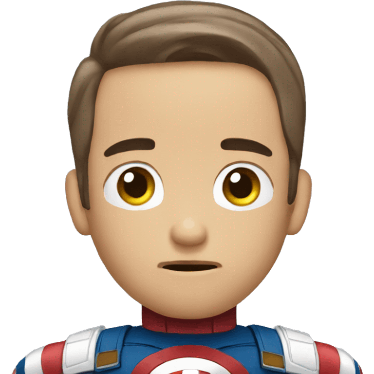 captain america thinking with hand on chin emoji