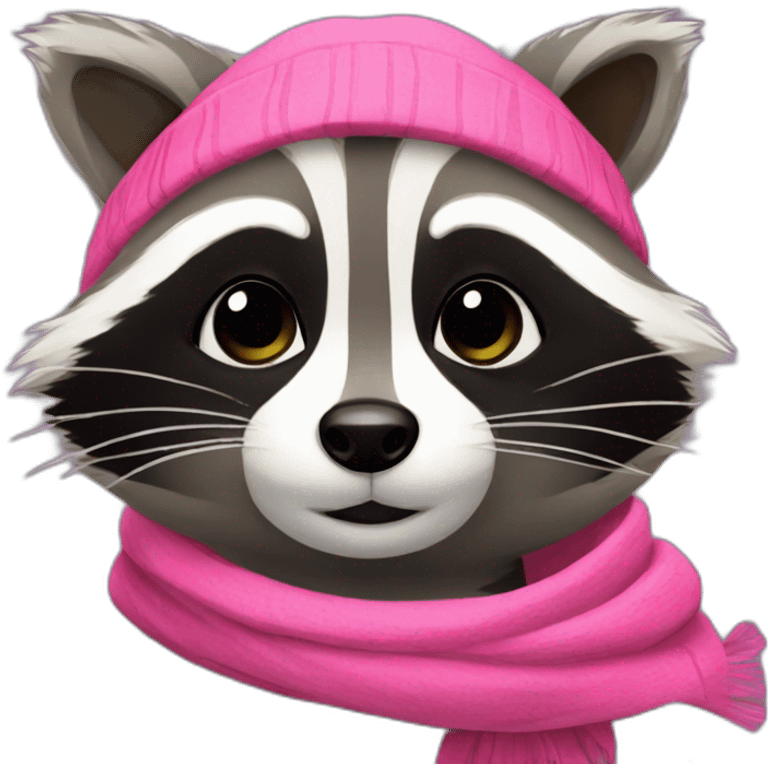 raccoon with a pink scarf  emoji