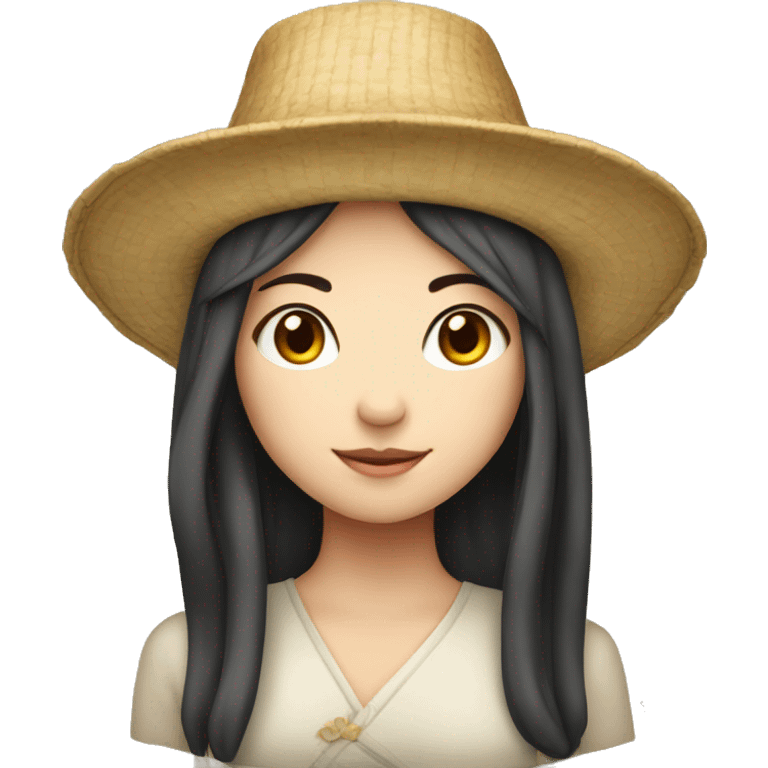 Fair-skinned Girl with chinese hat emoji